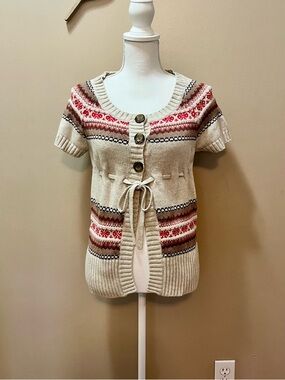 Aeropostale Y2K Babydoll Tie Front Cardigan Size Large